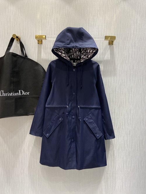 Dior Waterproof Trench Coat with Embroidered Bee and Old Flower Lining