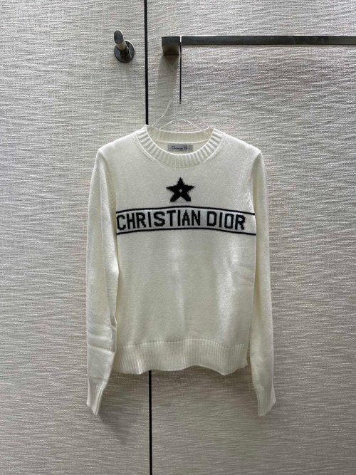 Dior Soft Cashmere Round-Neck Knit Sweater with Star Emblem