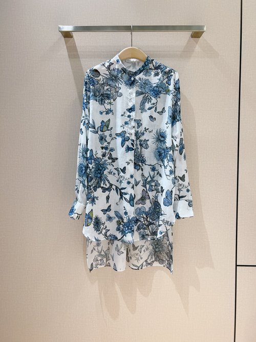 Dior Ruche Butterfly Print Pure Cotton Top from Butterfly Series