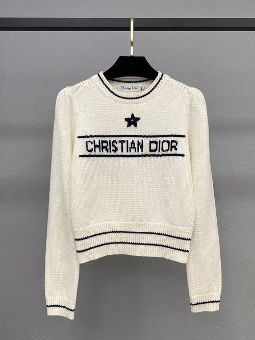 Dior Luxurious Jacquard Lucky Star Letter Logo Long-Sleeved Pullover