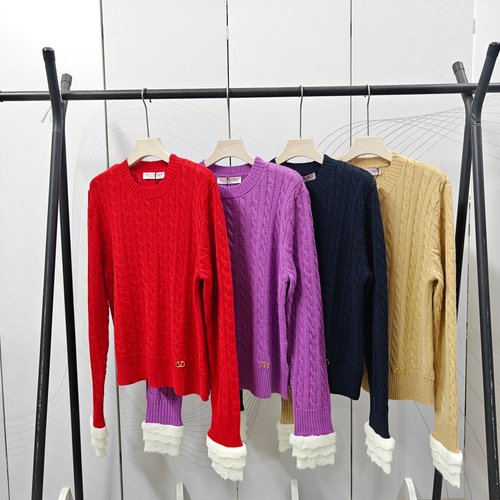 Valentino Stylish Wool Knit Top with Unique Lotus Leaf Sleeve Design