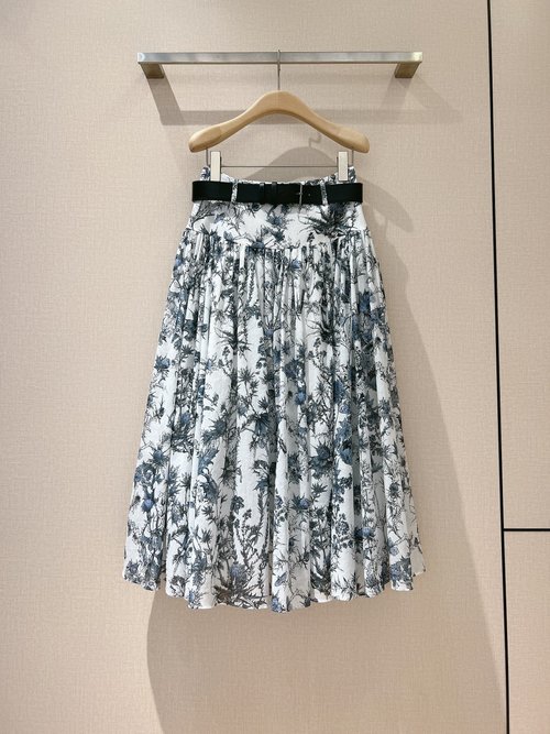 Dior Plant Flower-Printed High-Waisted A-Line Skirt