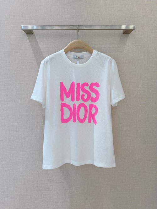 Dior Loose T-Shirt with Hand-Painted Print Letters