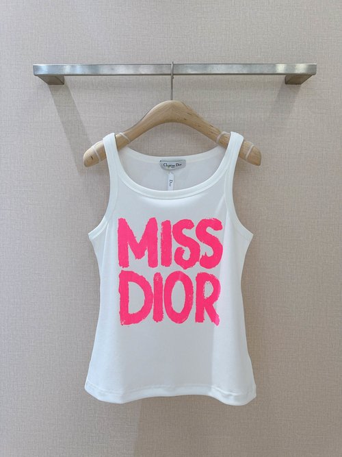 Dior Miss Dio Series Loose Vest T-Shirt with Hand-Painted Print, Stylish and Practical