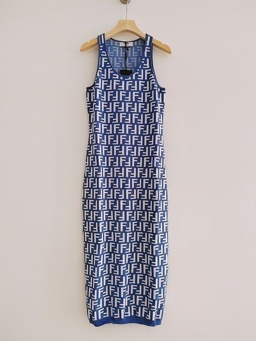 Fendi Double F Classic Letter Jacquard Wrap Dress, Timeless Sophistication