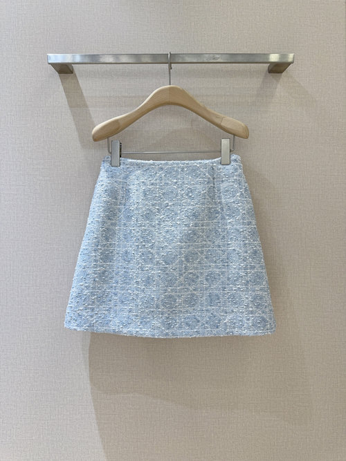 Dior Charming Vintage Checkered High-Waist A-Line Skirt