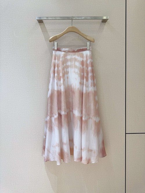 Dior Mid-Length High-Waisted Tie-Dye Print Cotton Skirt