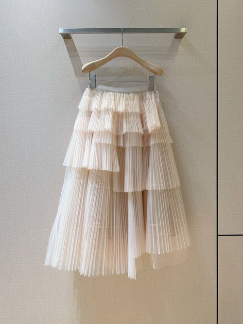 Dior Year-Round Tulle A-line Skirt Adorned with Ruffles