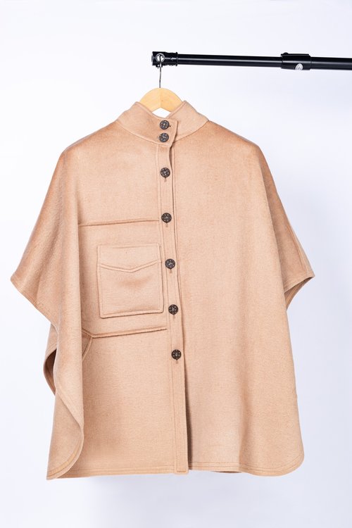 Louis Vuitton Camel Cape in Wool-Silk Blend