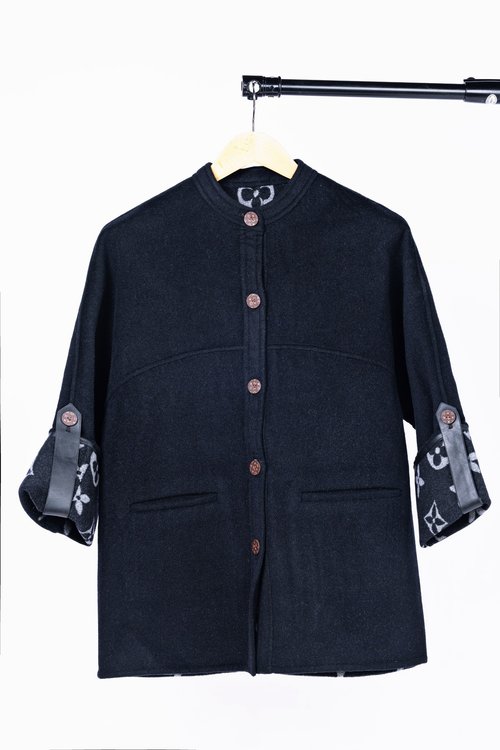 Louis Vuitton Black Floral Jacket in a Wool-Silk Blend