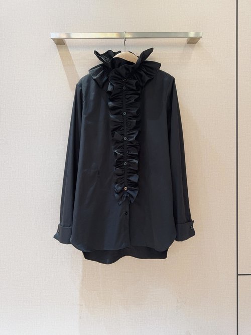 Dior Minimalist Twill Cotton Shirt with Detachable Ruffled Sash
