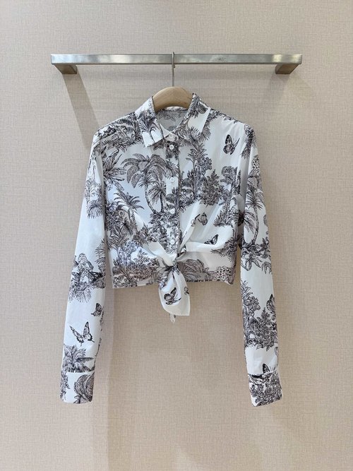 Dior Cotton Blend Short Shirt with Jouy Print for Vacation