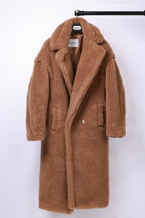 Max Mara Long Teddy Bear Coat in Camel, Camel Hair, Wool and Silk Blend