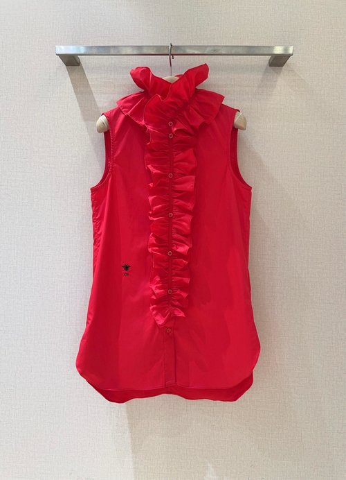 Dior Stylish Sleeveless Vest Shirt with Detachable Ruffled Collar