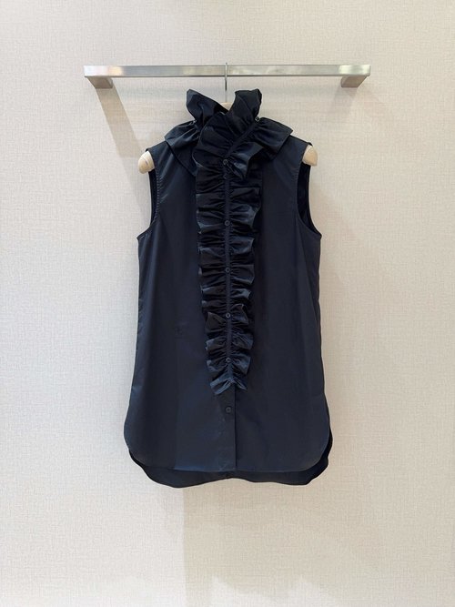Dior Detachable Ruffled Collar Sleeveless Vest for Elegant Look