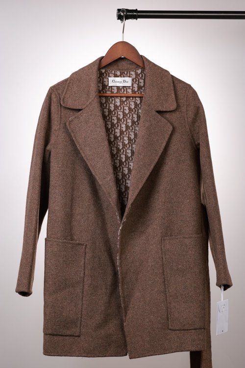 Dior Elegant Short Lapel Wool Coat in Pink, Blue, and Brown