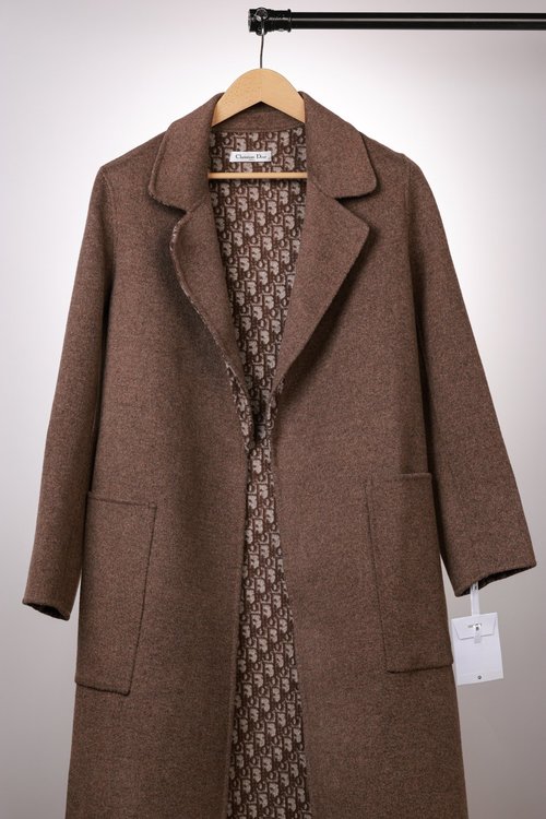 Dior Short Lapel Wool Coat in Pink, Blue, Beige, and Brown