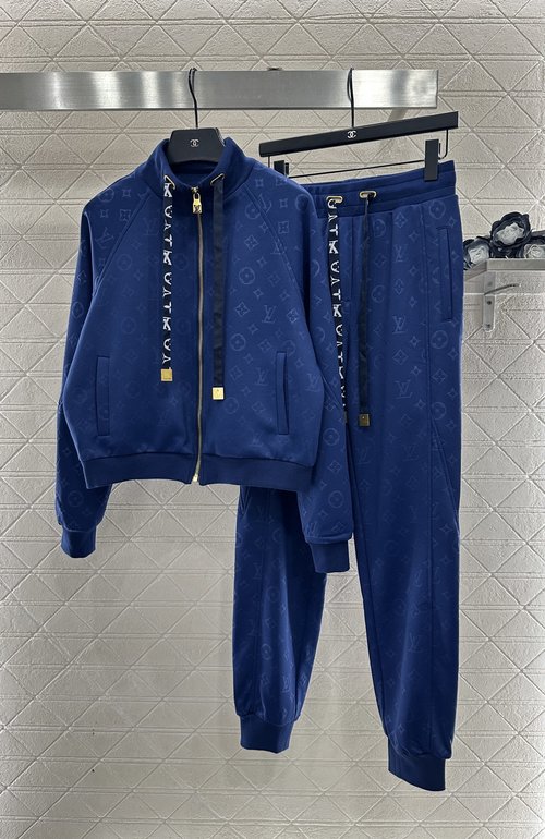 Louis Vuitton Customized Embroidered Drawstring Outerwear and Pants Ensemble