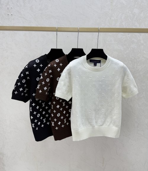Louis Vuitton New Arrival Summer: Contrast Floral and Letter Embroidered Round-Neck T-Shirt