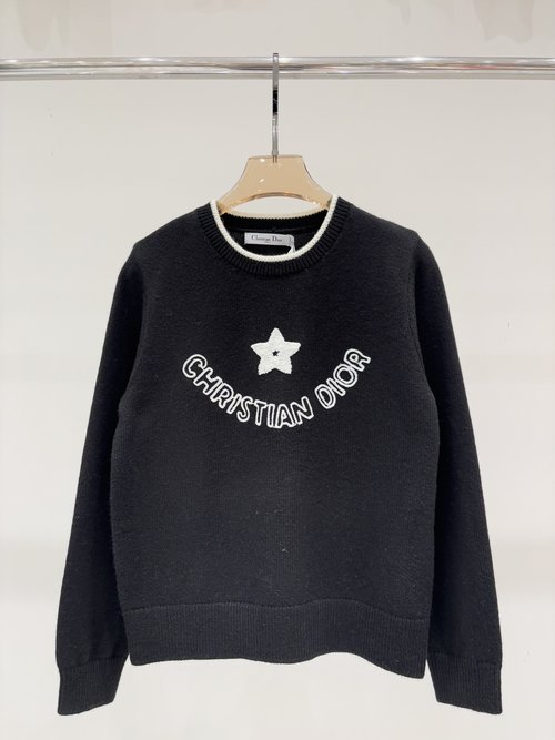 Dior Classic Knit Long Sleeve with Star Crochet and Letter Logo