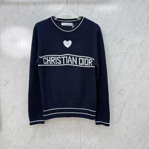 Dior Classic Knit Long Sleeve with Letter Logo and Pearl Accents