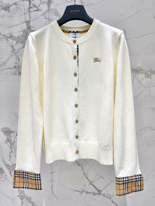 Burberry British-Style Embroidered Pony Knit Round Neck Cardigan
