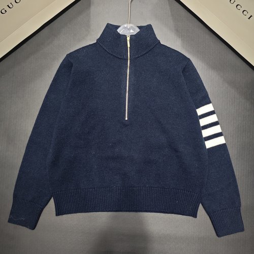 Thom Browne Half-Zip Sweater with Retro College Style