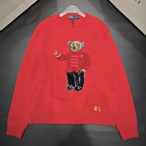 Polo Ralph Lauren Bear Embroidery Wool Blend Sweater, Festive Look