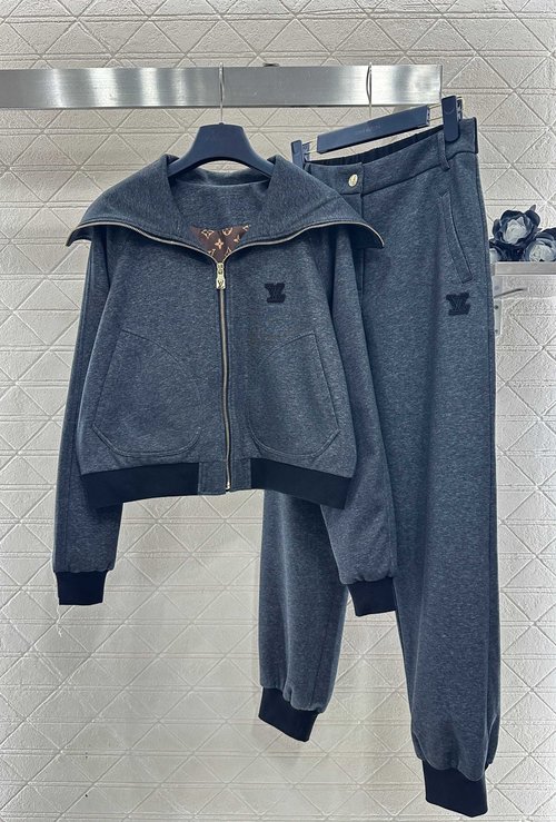 Louis Vuitton Soft and Sophisticated Lapel Zipper Coat and Trouser Set