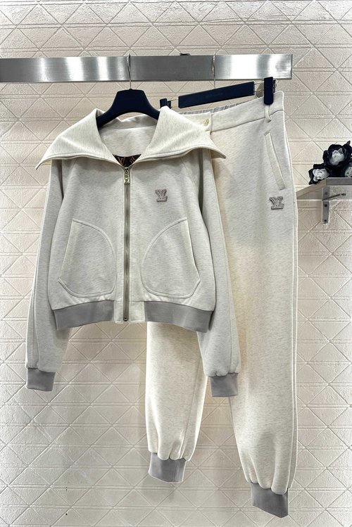 Louis Vuitton Soft and Sophisticated Lapel Zipper Coat and Trouser Set
