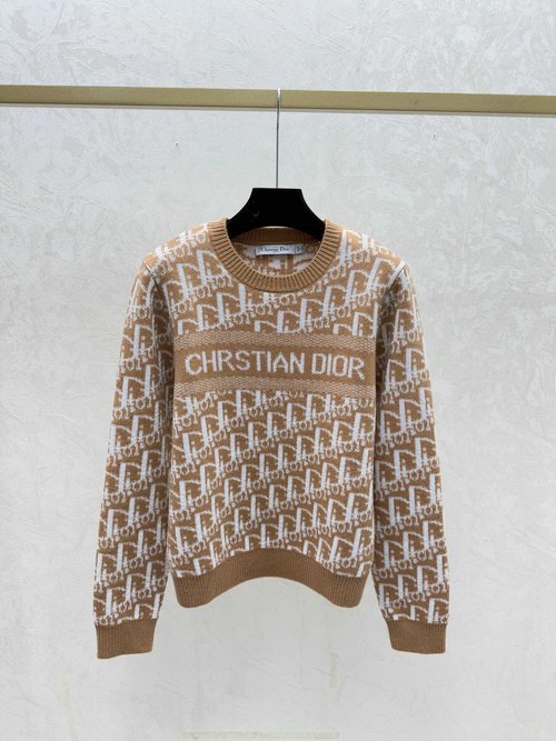 Dior Vintage Floral Round Neck Knit Long Sleeve with Logo Embellishment
