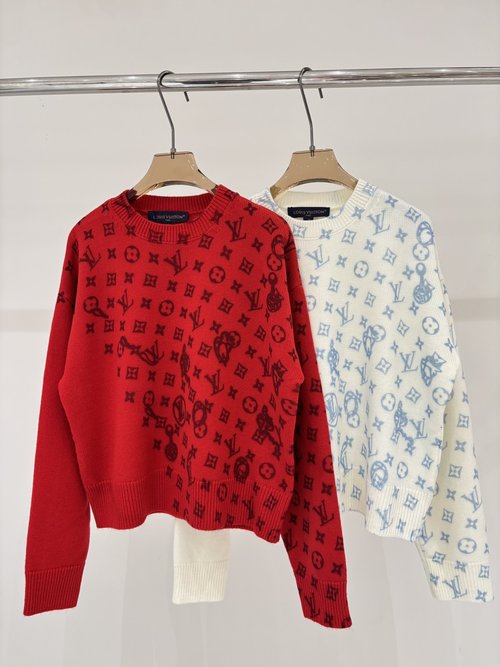 Louis Vuitton High-End Long-Sleeved Knit with Contrasting Jacquard and Logo