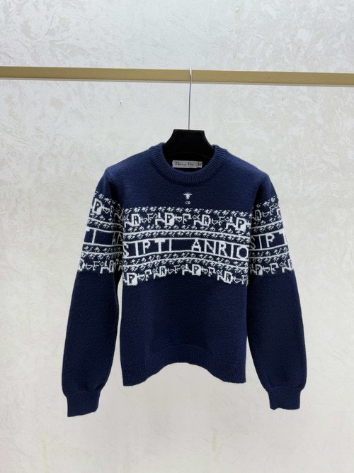 Dior Autumn Knit Long Sleeve with Color-Blocked Letters