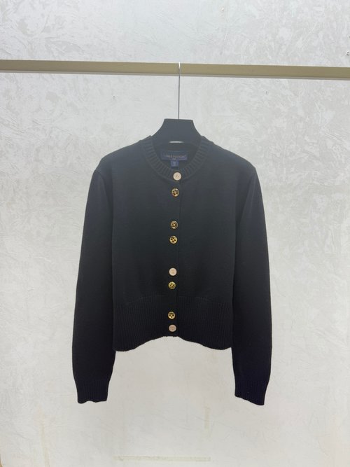 Louis Vuitton Solid-Color Round-Neck Knit Cardigan