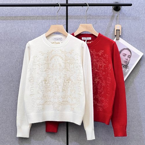 Dior Star - Embroidered Long - Sleeve Pullover, Wool for Style