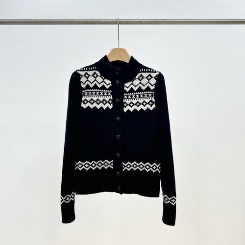 Polo Ralph Lauren Fair Isle Jacquard Wool Cardigan with Embroidered Flowers