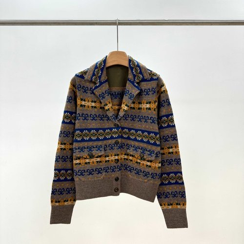 Polo Ralph Lauren Fair Isle Pattern Vintage Collar Wool Cardigan