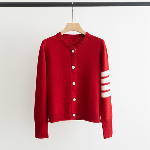 Thom Browne Hector Pattern Jacquard Round Collar Cardigan with Dog Design