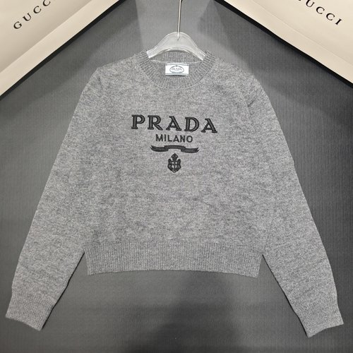 Prada Wool Letter-embroidered Long Sleeve
