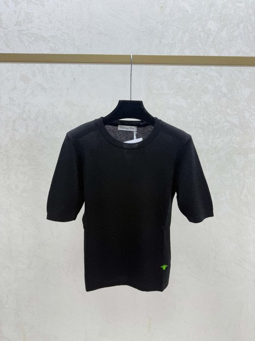 Dior Timeless Pure Color Round Neck Knit Short Sleeve in White, Pink, Green & Black