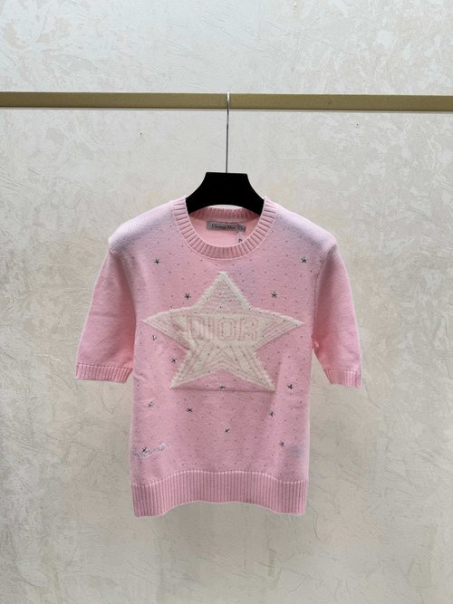 Dior Color - Blocked Star and Letter Knit Top