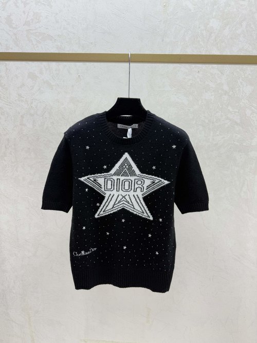 Dior Color - Blocked Star and Letter Knit Top