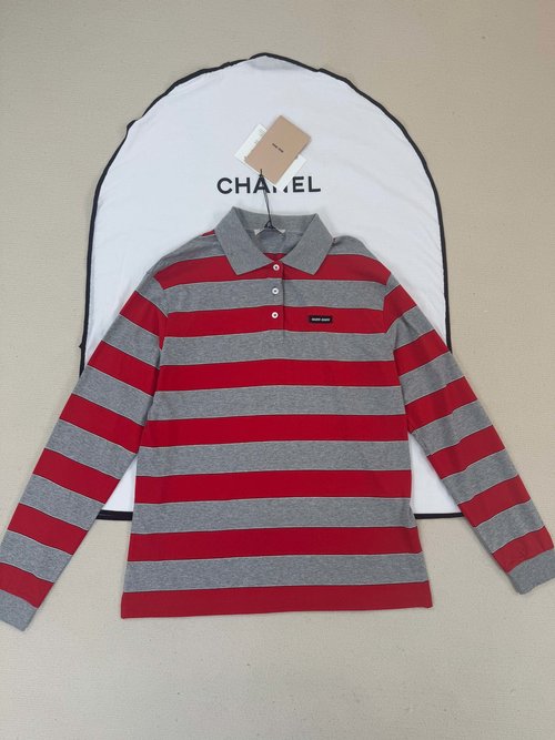 Miu Miu Miu Long-Sleeve Shirt Featuring Intricate Details