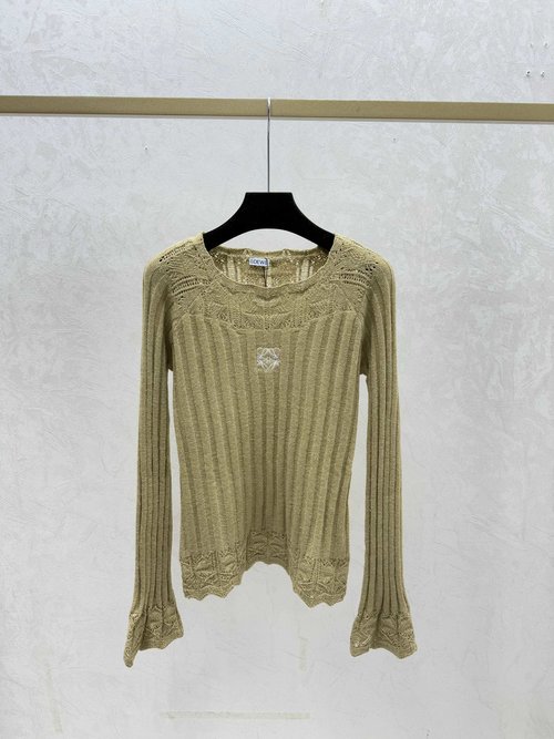Loewe Solid Color Hollowed-out Knit Long Sleeve