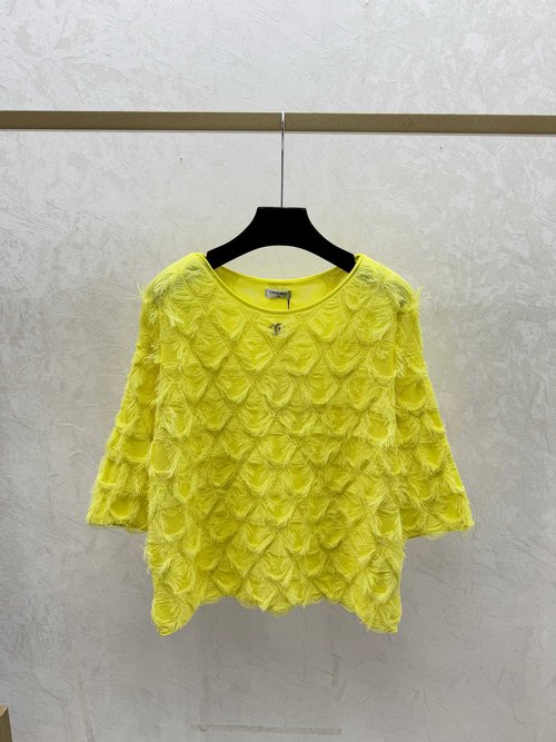 Chanel Chic Solid Fringe Round Neck Knit Mid Sleeve Sweater