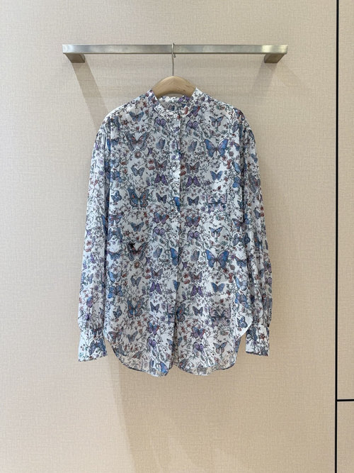 Dior Butterfly and Flower Print Bat-sleeved Blouse
