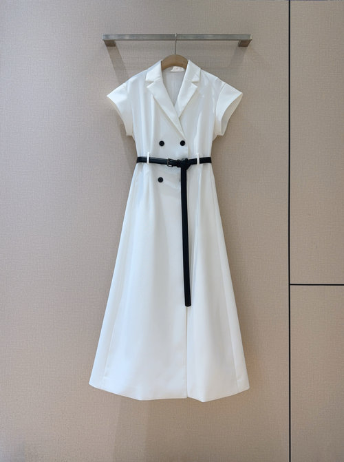 Dior New Simple White Dress with Suit Elements