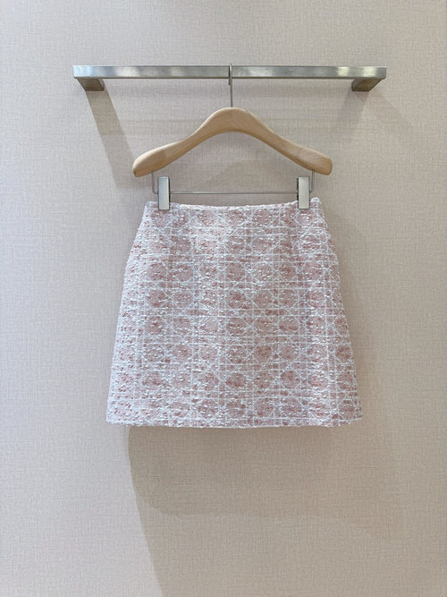 Dior Charming Vintage Checkered High-Waist A-Line Skirt