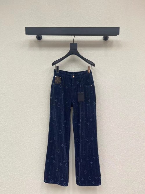 Louis Vuitton Jacquard Fleece-Lined Straight-Leg Jeans with Vintage Wash