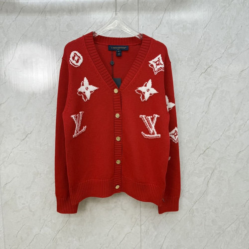 Louis Vuitton V - neck Knit Open - front Cardigan with Color - blocked Letter Jacquard from Latest Collection